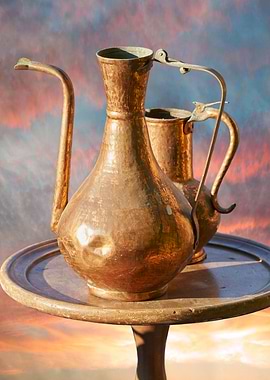 old copper pitcher