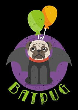 Pug Bat Halloween Fan