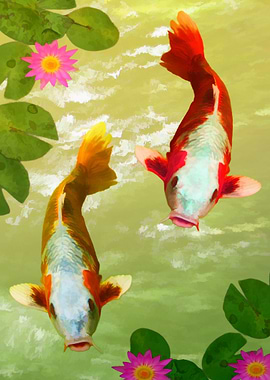 Koi in water colors
