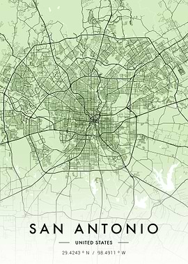 San Antonio City Map Green