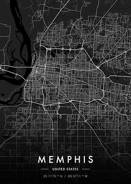 Memphis City Map Dark