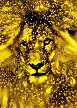 Lion art golden portrait