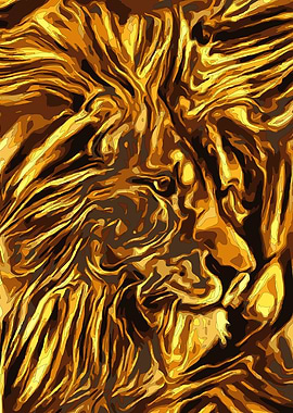 King Lion golden portrait