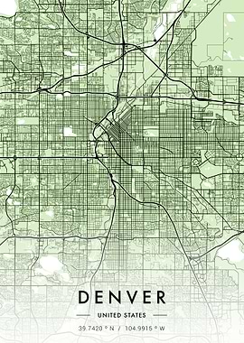 Denver City Map Green