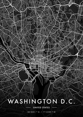 Washington City Map Dark