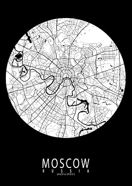 Moscow City Map Full Moon