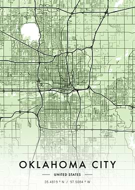 Oklahoma City Map Green