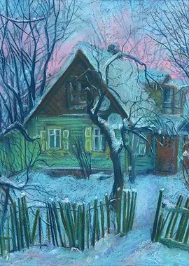 Old House Winter Landscape