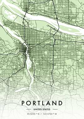 Portland City Map Green