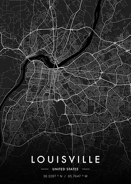 Louisville City Map Dark