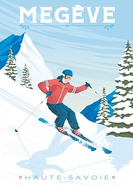 Megeve France Ski Print