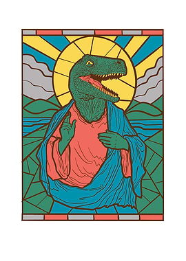 RAPTOR JESUS STAINED GLASS