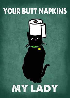 BUTT NAPKINS CAT TEAL