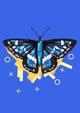 Blue Butterfly Pop art