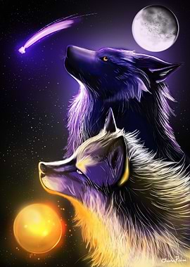 Sun and moon wolfs