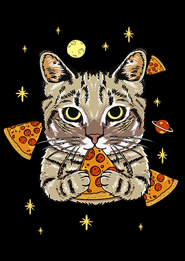 Funny Pizza Cat In Space