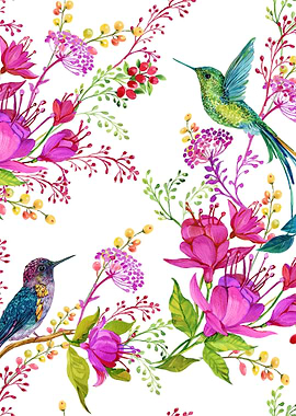 Hummingbird Floral Patt 01