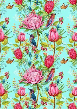 Hummingbird Floral Patt 02