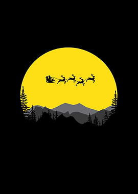 Silhouette Flying Santa