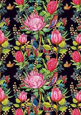 Hummingbird Floral Patt 06