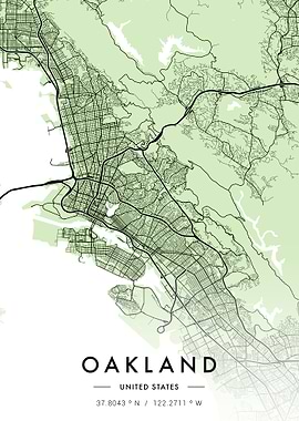 Oakland City Map Green