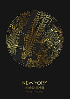 New York Black Gold Map