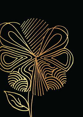 Gold Abstract Flower Lines