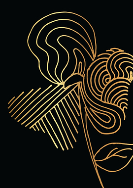 Gold Abstract Flower Lines