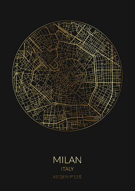 Milan Black Gold Map