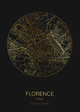 Florence Black Gold Map