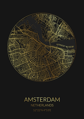 Amsterdam Black Gold Map