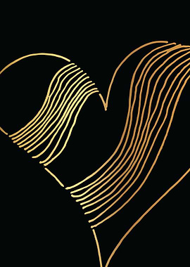 Gold Abstract Heart Lines