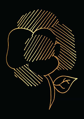 Gold Abstract Flower Lines