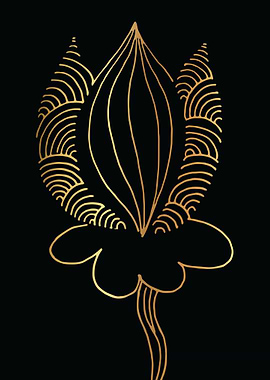 Gold Abstract Flower Lines