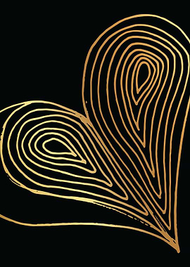 Gold Abstract Heart Lines
