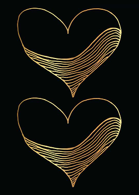 Gold Abstract Heart Lines