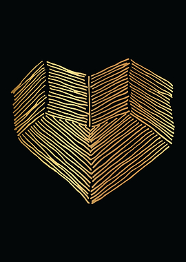 Gold Abstract Heart Lines