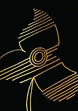 Gold Abstract Flower Lines