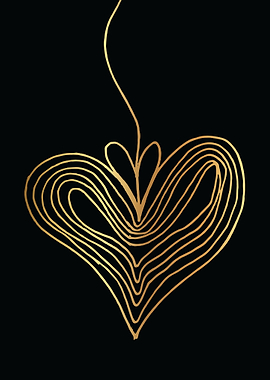 Gold Abstract Heart Lines
