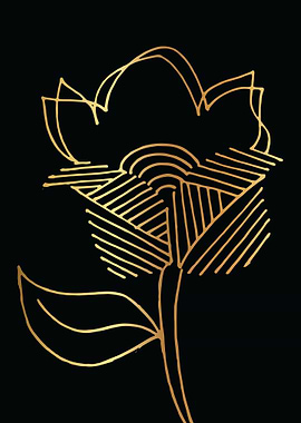 Gold Abstract Flower Lines