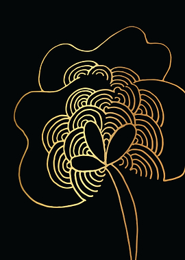 Gold Abstract Flower Lines