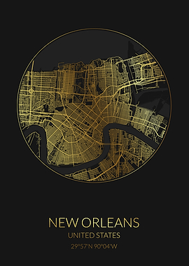 New Orleans Black Gold Map