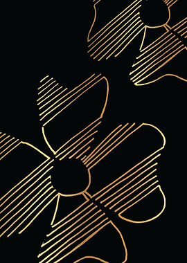 Gold Abstract Flower Lines