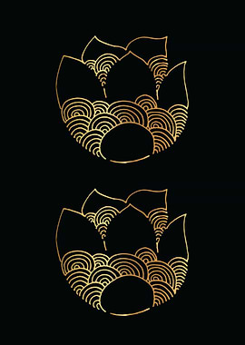 Gold Abstract Flower Lines