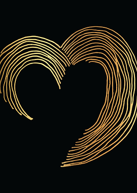 Gold Abstract Heart Lines