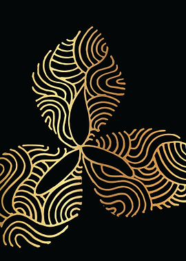 Gold Abstract Flower Lines