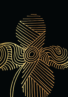 Gold Abstract Flower Lines