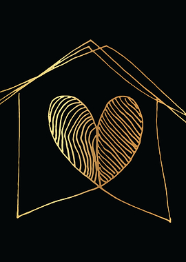 Gold Abstract Heart Lines