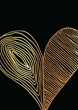 Gold Abstract Heart Lines