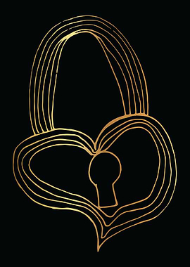 Gold Abstract Heart Lines